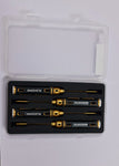 Hex Screw Driver Set Titanium Nitride Coated 4pcs Tools Kit Black gold with Stainless tips 1.5-2.0-2.5-3mm