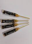 Hex Screw Driver Set Titanium Nitride Coated 4pcs Tools Kit Black gold with Stainless tips 1.5-2.0-2.5-3mm