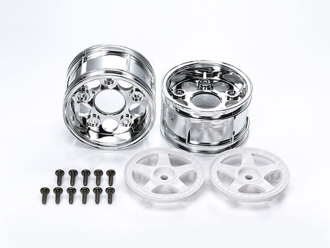 Tamiya 5-SPOKE 4-PIECE WIDE WHEELS (2) 1/10 Rims 50673