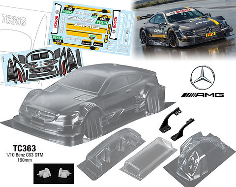 TEAM C M Benz C63 DTM 1/10 clear body 190mm