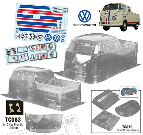 Team C Volkswagen Pick Up 1963 1/10 clear body 190mm