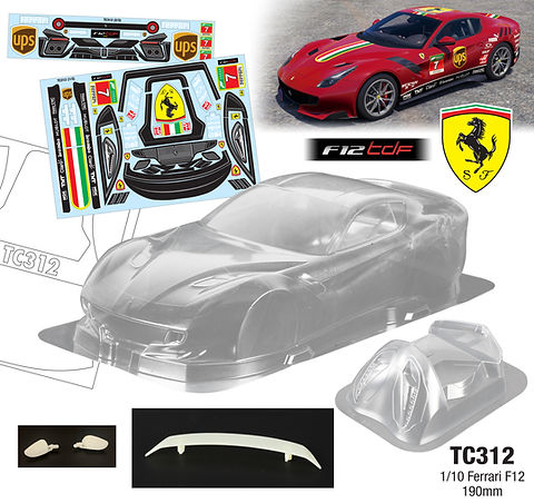 Team C Ferrari F12 1/10 Clear Body 190mm