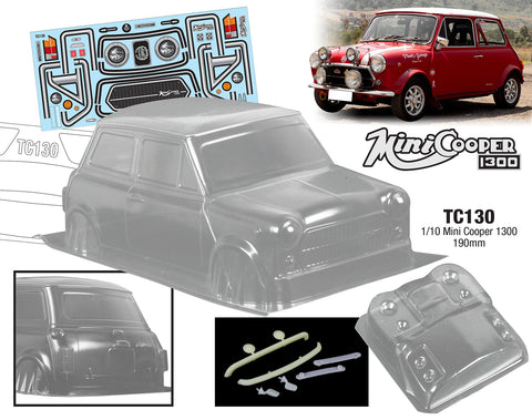 Team c Mini Cooper 1300 190mm 1/10 clear body 255 wheelbase