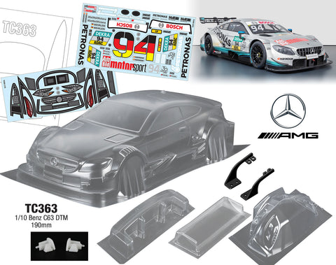 TC363 1/10 AMG C63 DTM, 190mm 1/10 clear body