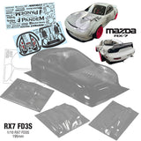 Team c Mazda Rx7 Fd3s widebody 1/10 195mm body shell New Arrivals