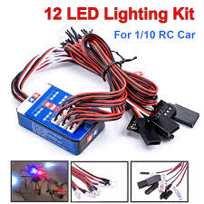 12 LED Lighting System Kit Steering Brake Smart Simulation Flash Lights for 1/10 Scale Models RC Car Yokomo Tamiya HSP HPI AXIAL RC4WD Traxxas