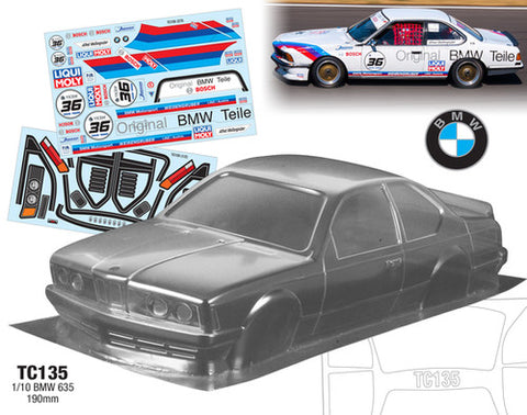 Team C bmw 635I 1/10 clear body 190mm